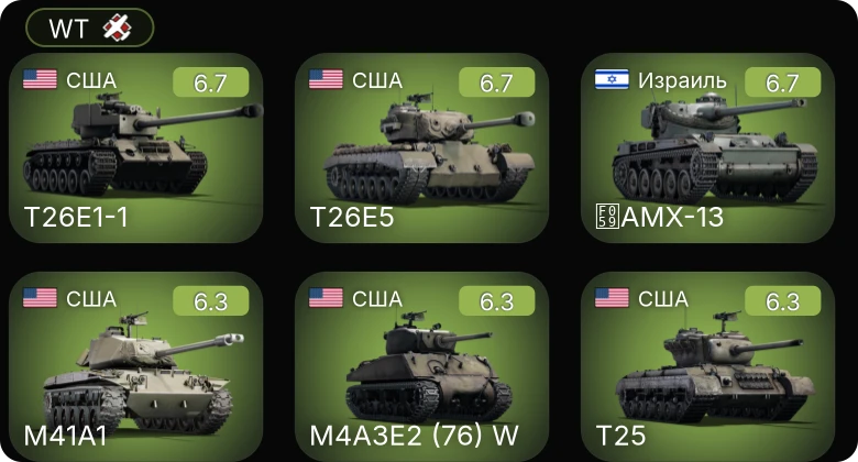 WT — M41A1 | T25 | T26E1-1 | T26E5 | M4A3E2 (76) W