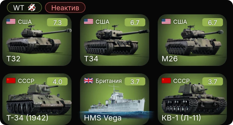 WT — Неактив | 5 ранг: 1шт