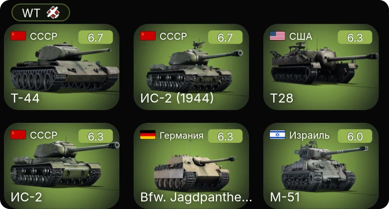 WT — T28 | Bfw. Jagdpanther G1 | ИС-2 (1944) | Т-44 | ИС-2