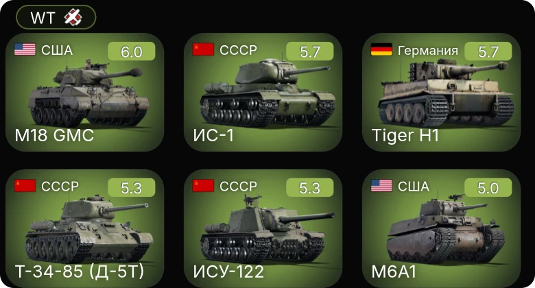 WT — M18 GMC | M6A1 | Jagdpanzer 38(t) | 8,8 cm Flak 37 Sfl. | ИС-1