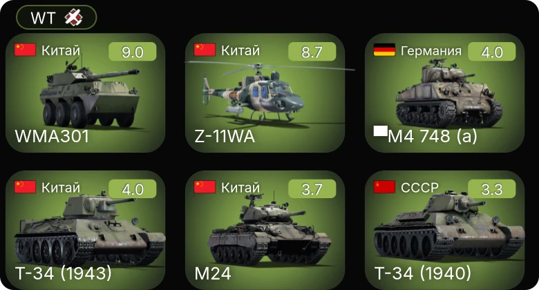 WT — 6 ранг: 1шт 5 ранг: 1шт