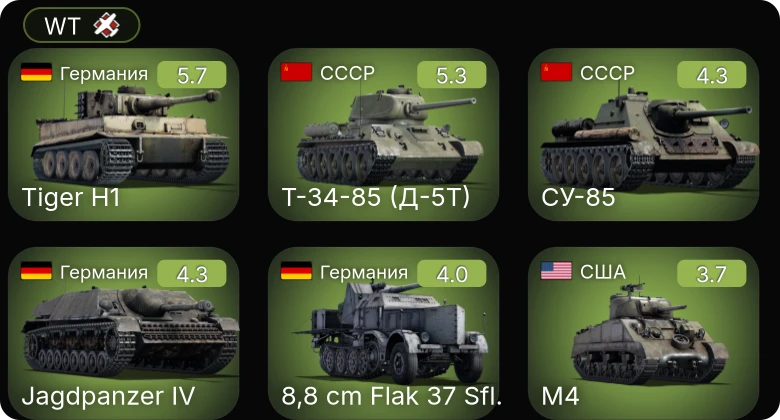 WT — 8,8 cm Flak 37 Sfl. | Т-34-85 (Д-5Т) | СУ-85 | M16 MGMC | M3 Lee