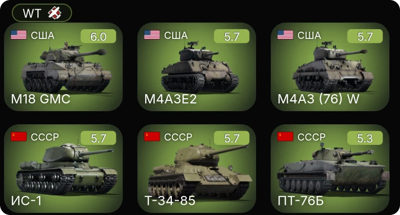 WT — M4A2 (76) W | M18 GMC | M4A3 (76) W | M4A1 (76) W | M4A3E2