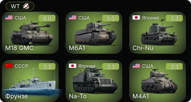 WT — M18 GMC | M6A1 | Chi-Nu | Na-To | M8A1 GMC