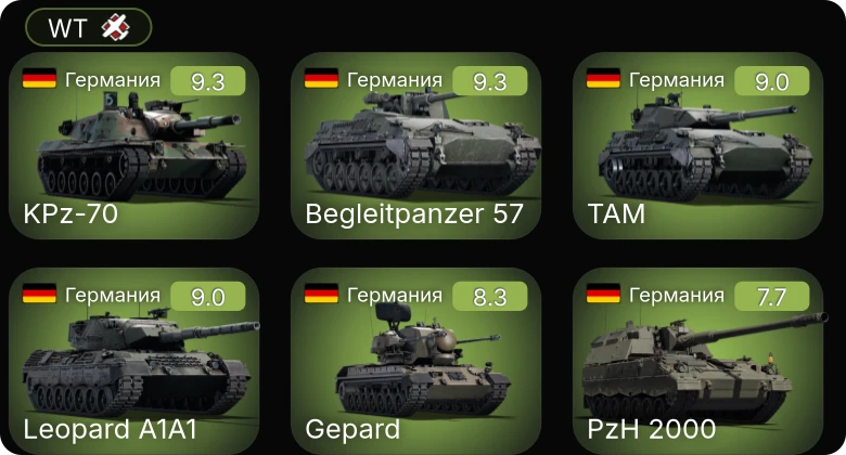 WT — 6 ранг: 5шт 5 ранг: 1шт