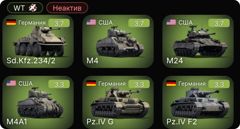 WT — Неактив | M24 | M4 | M4A3 (105) | M4A1 | M16 MGMC