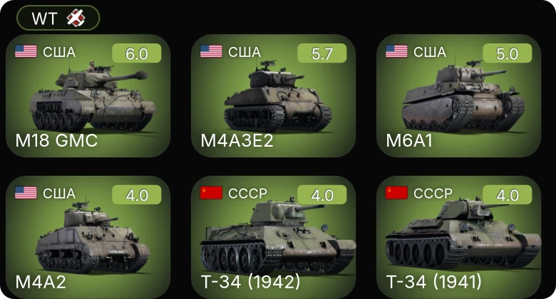 WT — M24 | M6A1 | M18 GMC | M4A3E2 | Churchill III