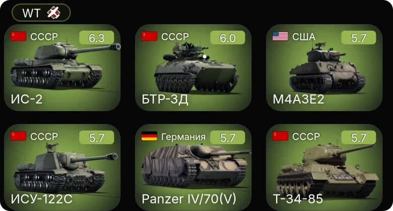 WT — ИС-2 | БТР-ЗД | M24 | M4A2 (76) W | M4A3E2