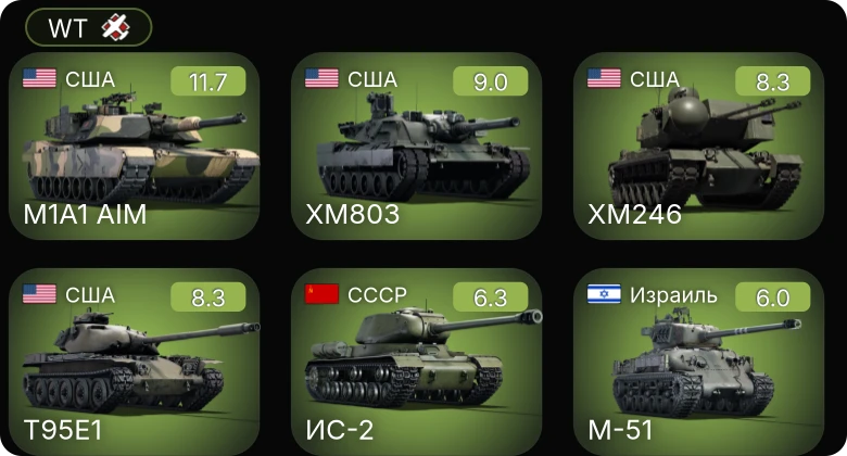 WT — 7 ранг: 1шт 6 ранг: 4шт