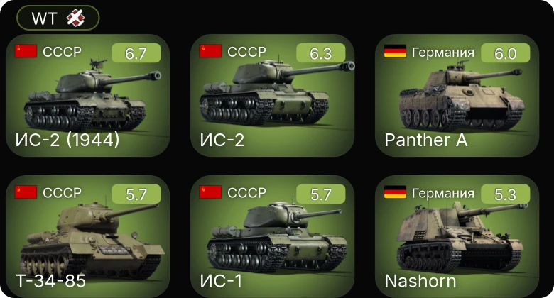 WT — ИС-2 (1944) | ИС-2 | M24 | Nashorn | ▀Pz.Kpfw. Churchill