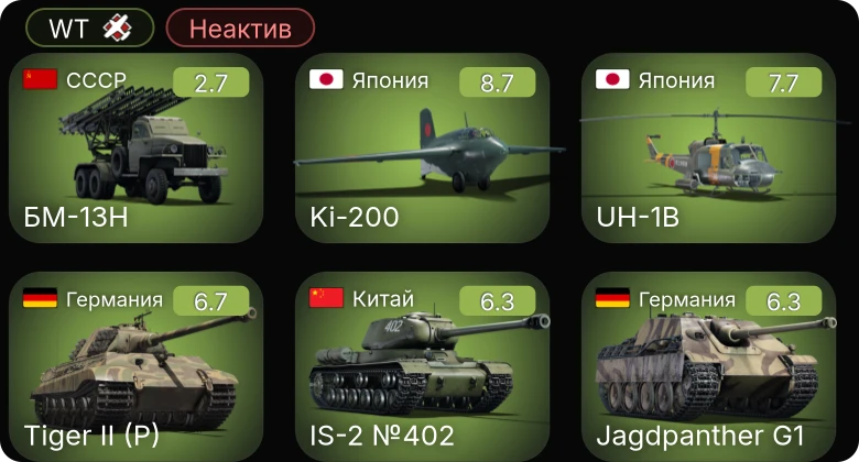 WT — Неактив | 5 ранг: 2шт БМ-13Н