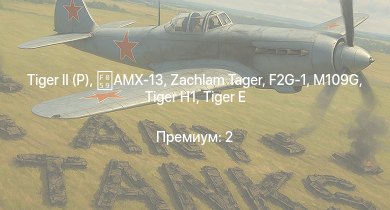 WT —   | AMX-13 | Zachlam Tager | Jagdpanther G1 | ИС-2 |  |  | M109G | БТР-ЗД | F2G-1