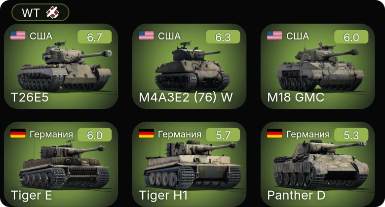 WT — M4A3E2 (76) W | T26E5 | M42 | M18 GMC | P-51