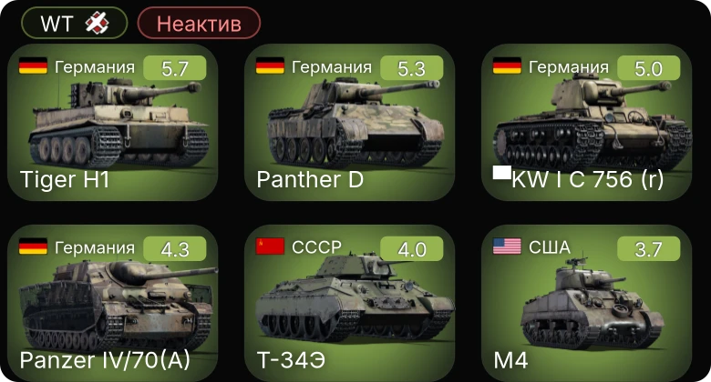 WT — Неактив | ▀KW I C 756 (r) | M4 | M4A1 | СМК | M3A1 Stuart