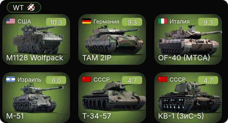 WT — 7 ранг: 1шт 6 ранг: 2шт