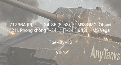 WT — 7 ранг: 1шт ZTZ96A (P) | M18 GMC | Т-34-85 (S-53) | Object 211 | Phòng không T-34 | Т-34 (1943) | M42 | HMS Vega | Leopard | M24