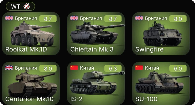 WT — 6 ранг: 2шт 5 ранг: 2шт