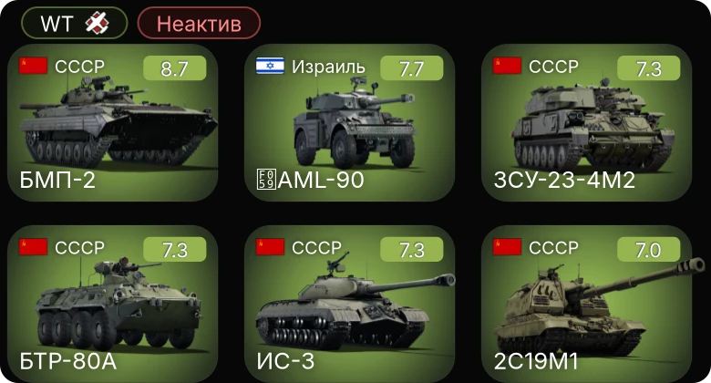 WT — Неактив | 6 ранг: 1шт 5 ранг: 4шт