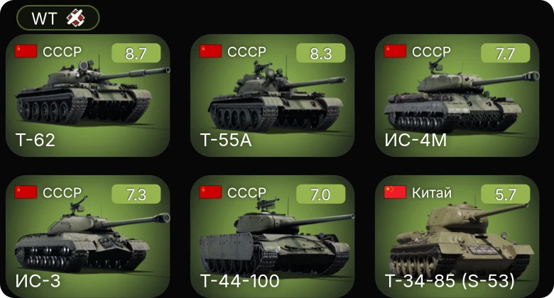 WT — 6 ранг: 2шт 5 ранг: 3шт