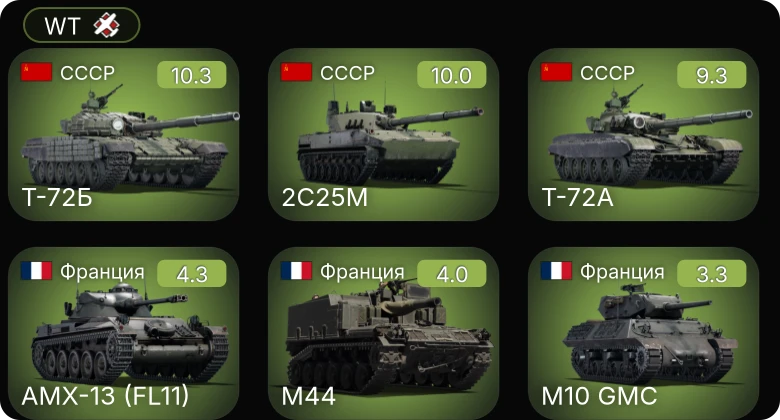 WT — 7 ранг: 2шт 6 ранг: 2шт