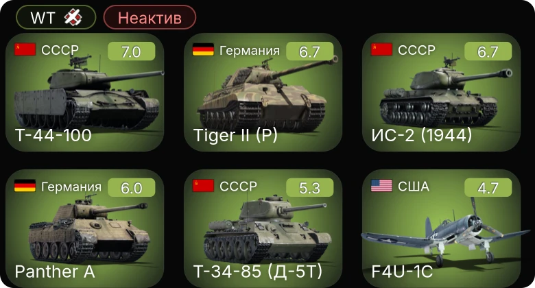 WT — Неактив | 5 ранг: 1шт