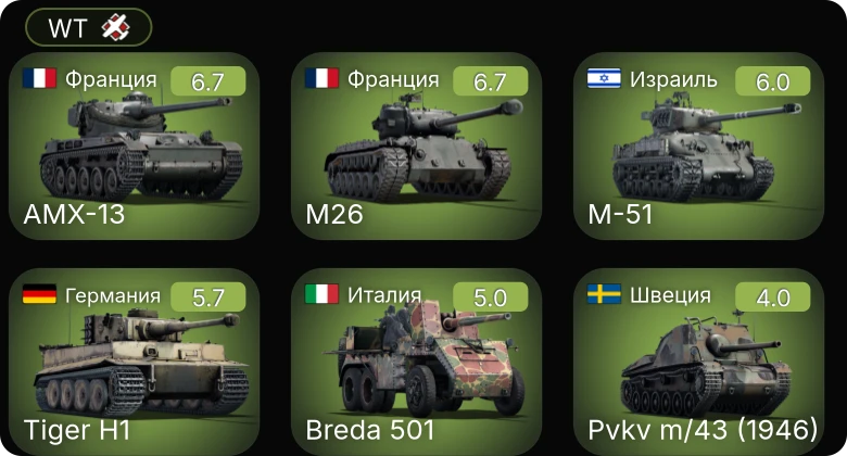 WT — AMX-13 | M26 | M-51 | Breda 501 | Pvkv IV