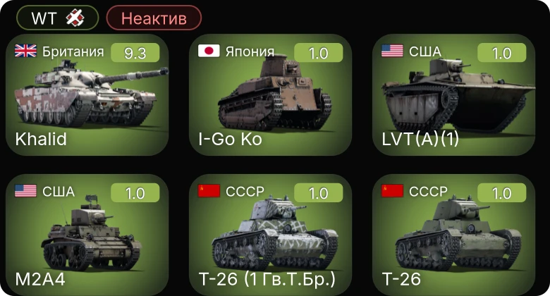WT — Неактив | 6 ранг: 1шт