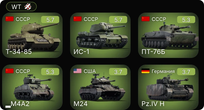 WT — M24 | ИС-1 | ПТ-76Б | Т-34-85 | ▂M4A2