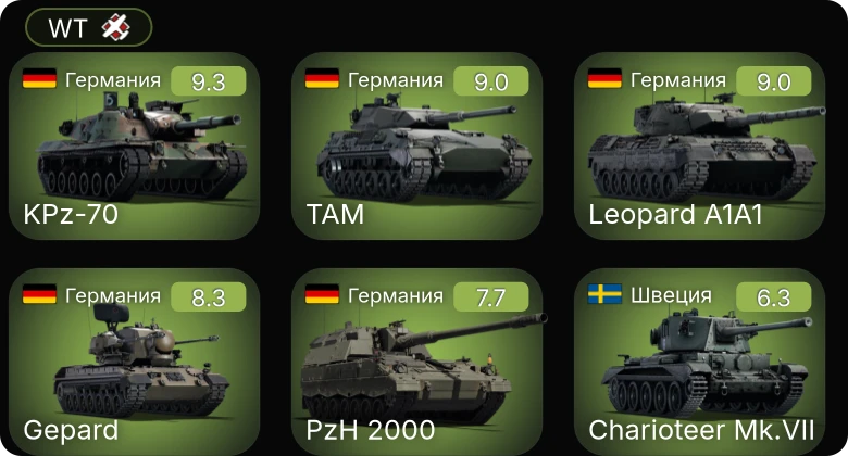 WT — 6 ранг: 4шт 5 ранг: 1шт