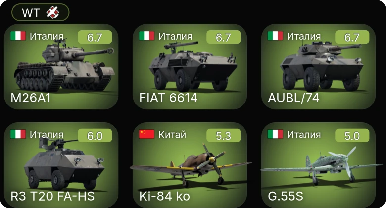 WT — Ki-84 ko | M26A1 | G.55S | AUBL/74 | FIAT 6614