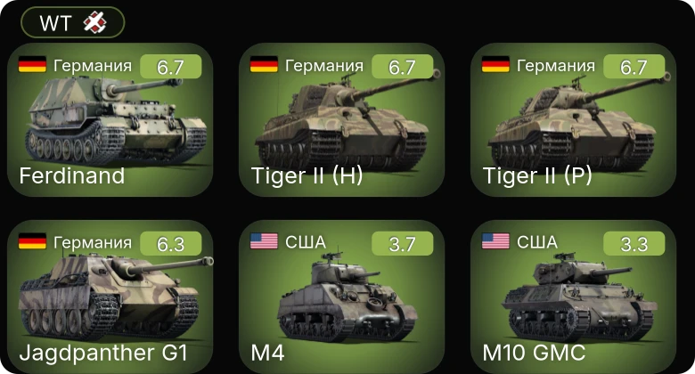 WT — Jagdpanther G1 | M10 GMC | M4A1 | M4 | БТ-5