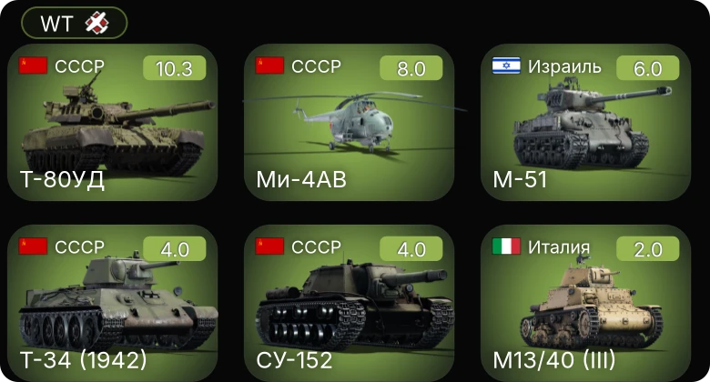 WT — 7 ранг: 1шт 5 ранг: 1шт