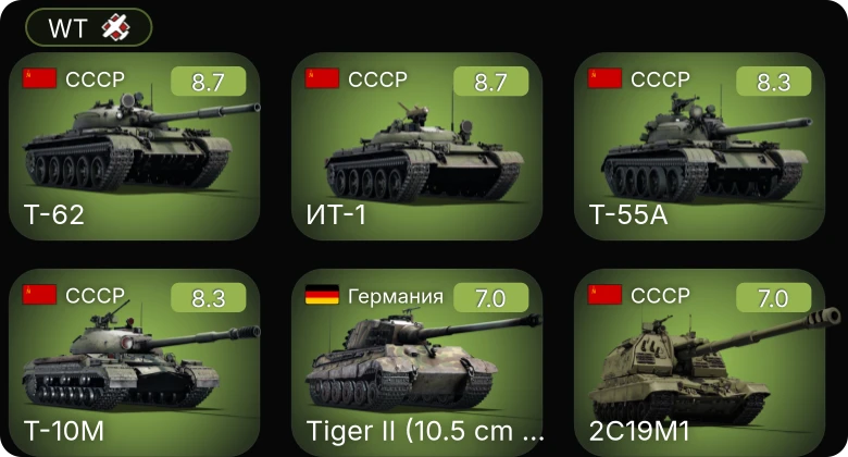 WT — 6 ранг: 4шт 5 ранг: 1шт