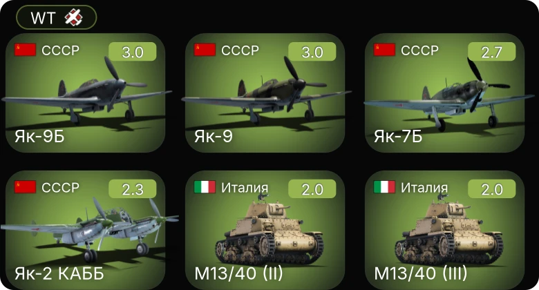 WT — Як-9Б | Як-9 | Як-7Б | P-26A-34 M2 | P-26B-35