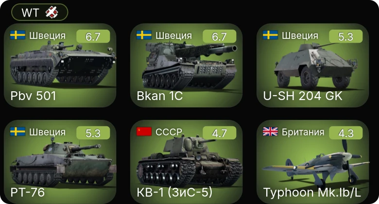 WT — U-SH 204 GK | Bkan 1C | Pbv 501 | КВ-1 (ЗиС-5) | АСУ-57