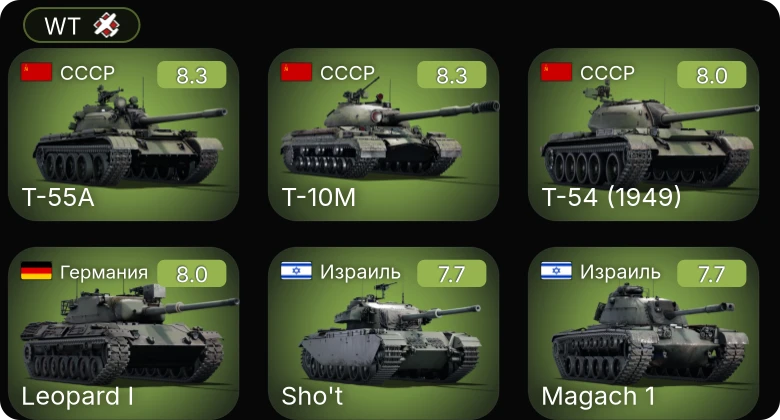 WT — 6 ранг: 2шт 5 ранг: 3шт