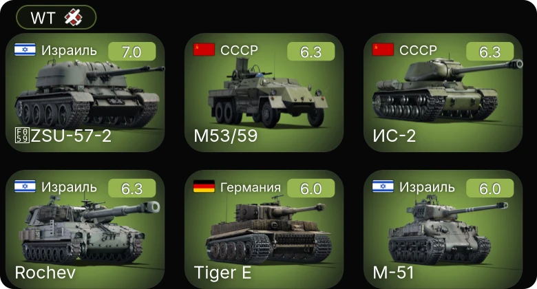 WT — ИС-2 | И-225 | M53/59 | M-51 | ZSU-57-2