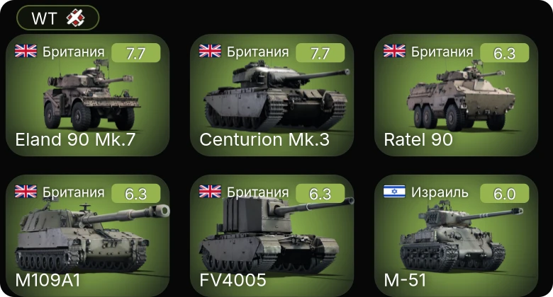 WT — Centurion Mk.3 | M109A1 | FV4005 | Skink | Ratel 90