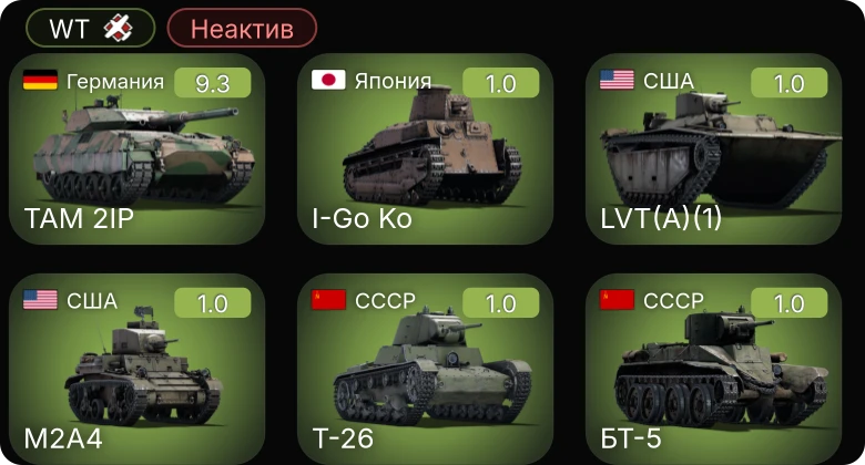 WT — Неактив | 6 ранг: 1шт
