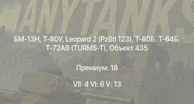 WT — 7 ранг: 4шт 6 ранг: 6шт 5 ранг: 13шт БМ-13Н