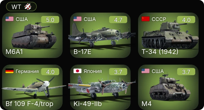 WT — M24 | B-17E | M6A1 | Bf 109 F-4/trop | И-185 (М-82)