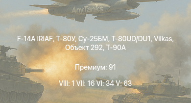 WT — 8 ранг: 1шт 7 ранг: 16шт 6 ранг: 34шт F-14A IRIAF | Т-80У | Су-25БМ | Т-90А | Vilkas | Объект 292 | Т-80Б | 2С6 | T-80UD/DU1 | Challenger Mk.2