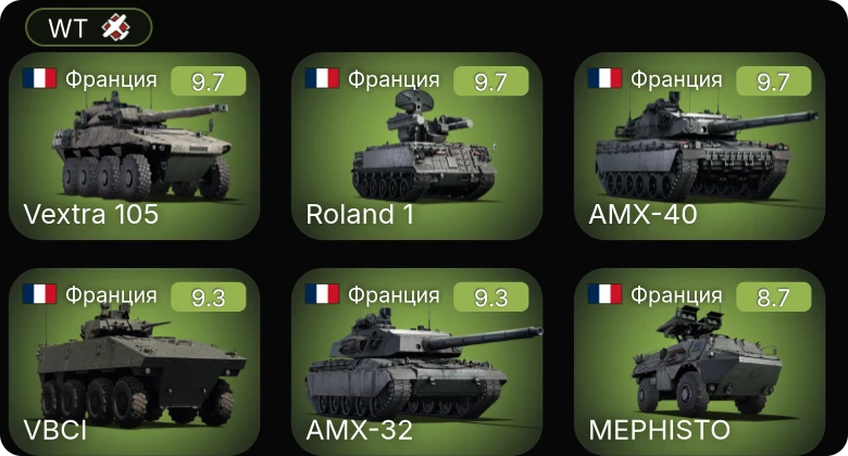 WT — 7 ранг: 3шт 6 ранг: 4шт