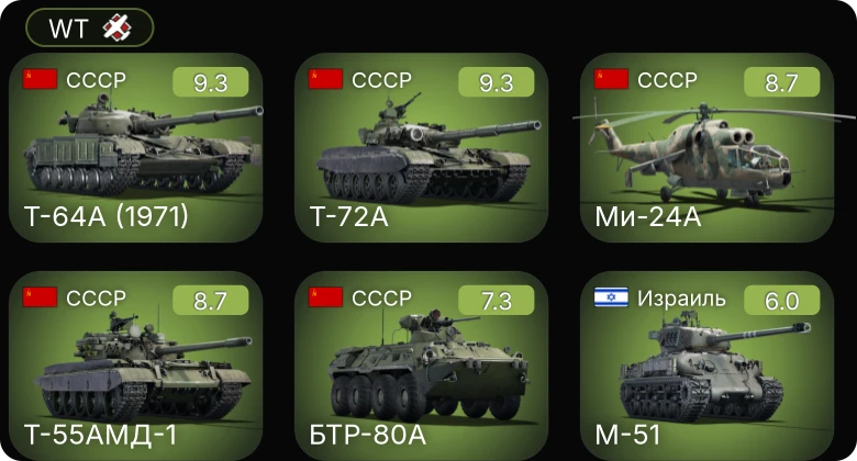 WT — 6 ранг: 3шт 5 ранг: 2шт