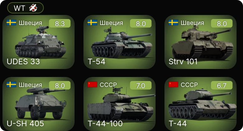 WT — 6 ранг: 1шт 5 ранг: 4шт