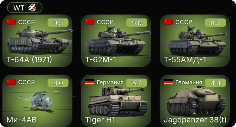 WT — 6 ранг: 3шт 5 ранг: 1шт