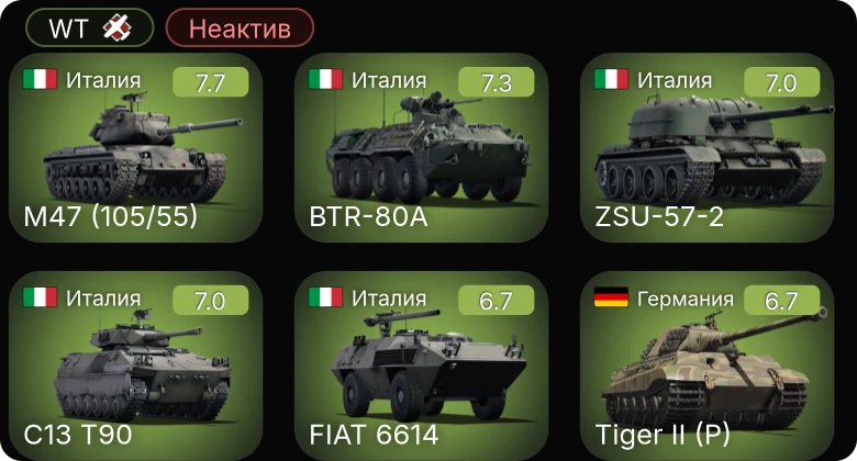 WT — Неактив | 5 ранг: 4шт