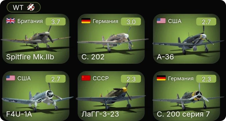 WT — F4U-1A | A-36 | ЛаГГ-3-8 | ЛаГГ-3-23 | ЛаГГ-3-11