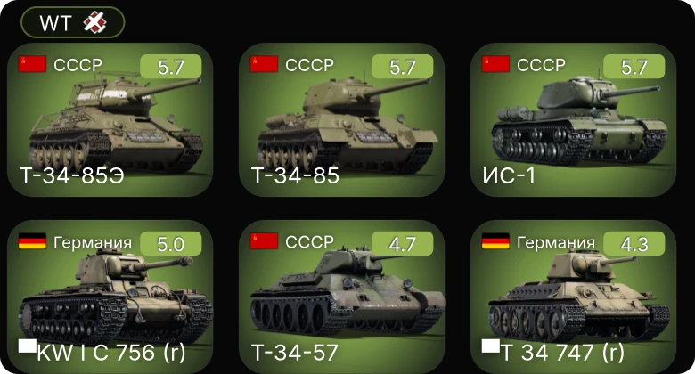 WT — ▀KW I C 756 (r) | ▀T 34 747 (r) | ИС-1 | Т-34-57 | Т-34-85
