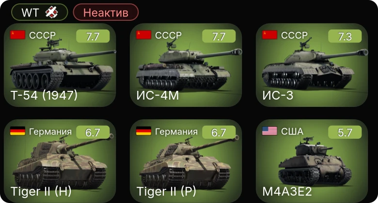 WT — Неактив | 5 ранг: 3шт